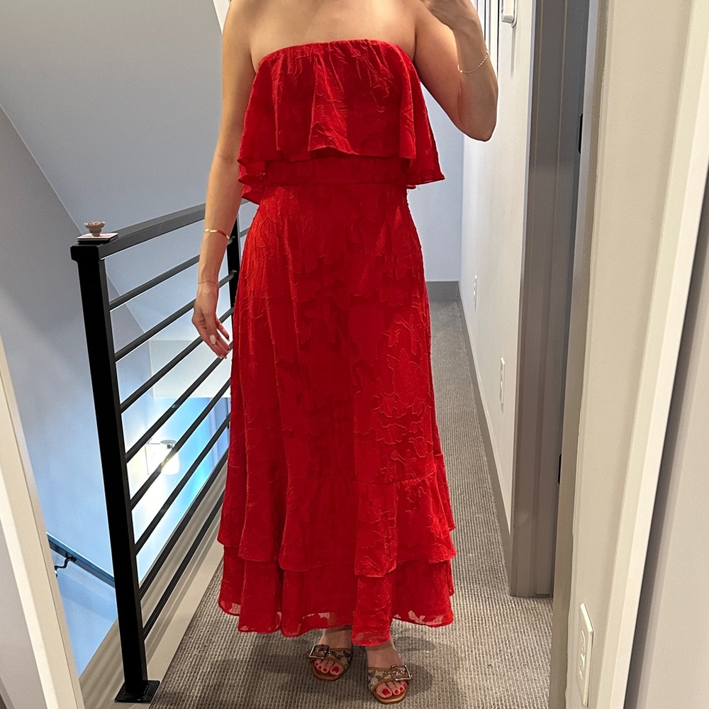 Lulus Elegant Red Strapless Dress